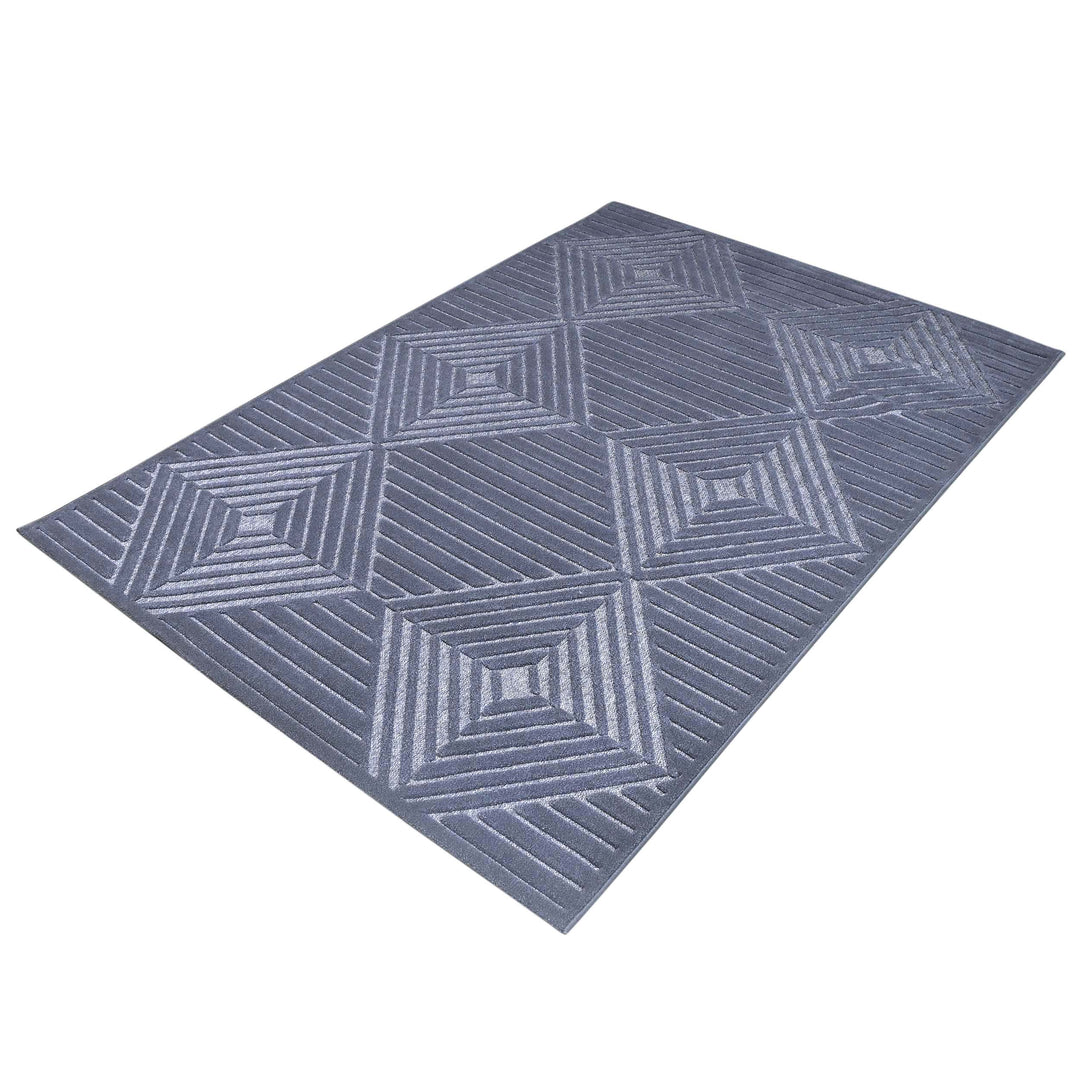 Diamond Geometric Blue Turkish Rug 5X8 FT