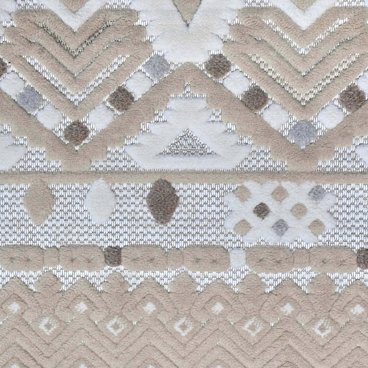 Stripe Ivory Beige Turkish Rug 5X8 FT