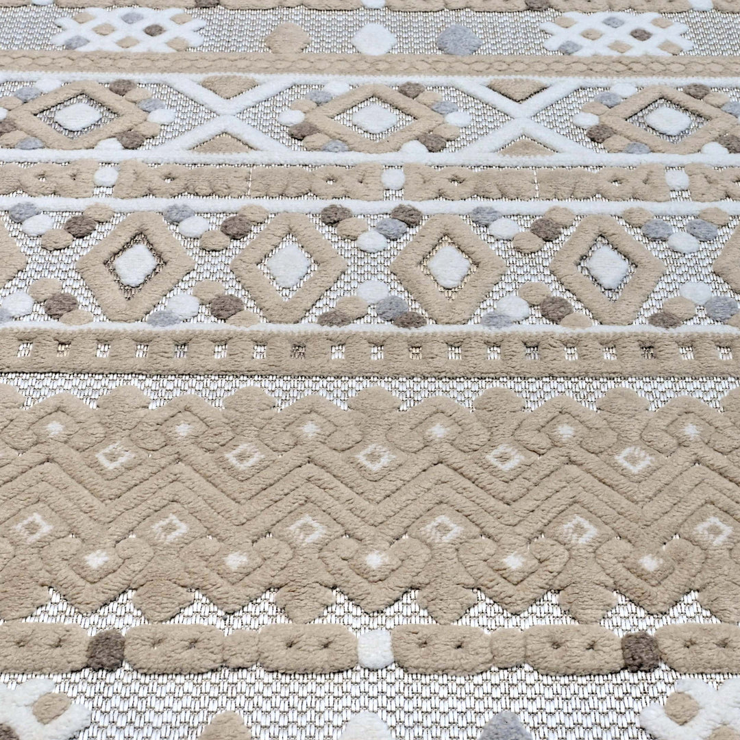 Stripe Ivory Beige Turkish Rug 5X8 FT