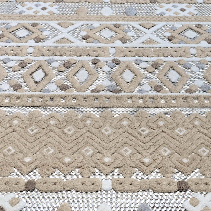 Stripe Ivory Beige Turkish Rug 5X8 FT