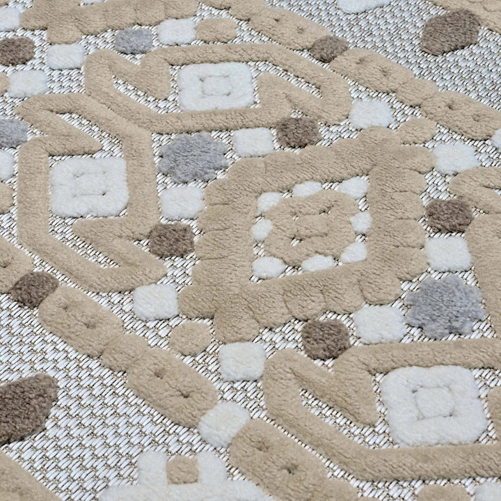 Stripe Ivory Beige Turkish Rug 5X8 FT