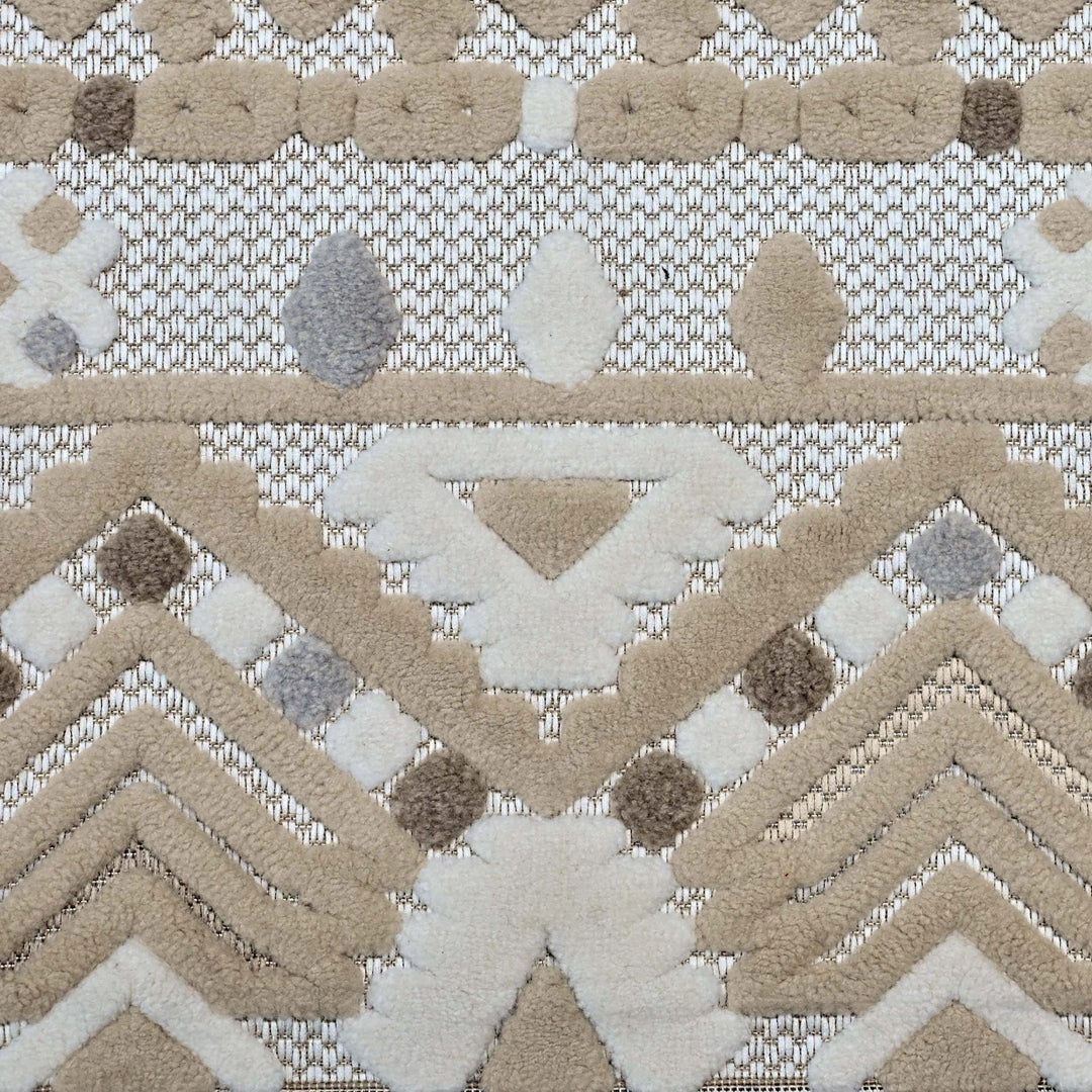 Stripe Ivory Beige Turkish Rug 5X8 FT