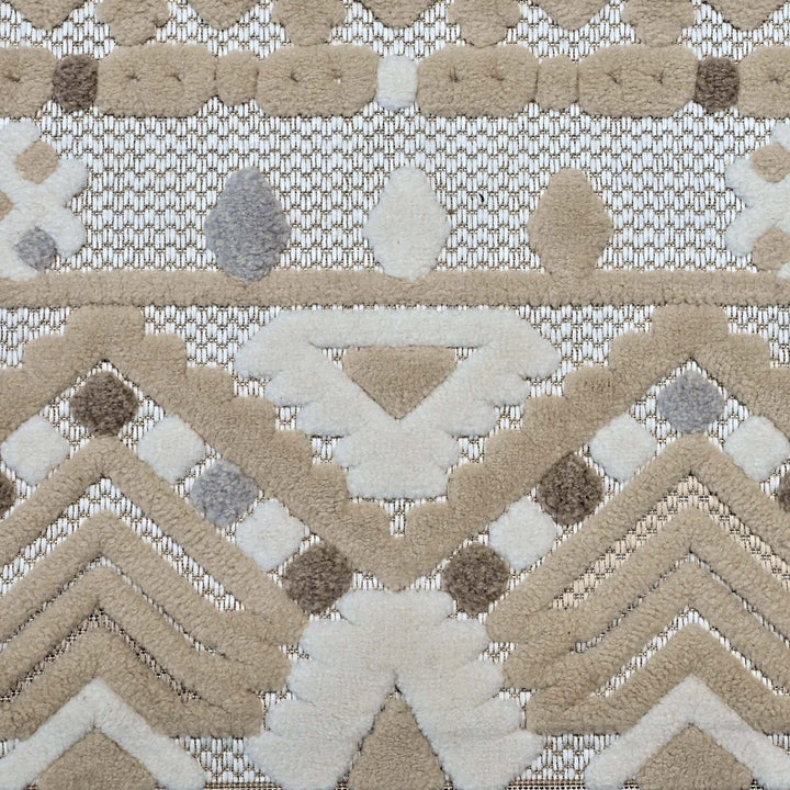 Stripe Ivory Beige Turkish Rug 5X8 FT