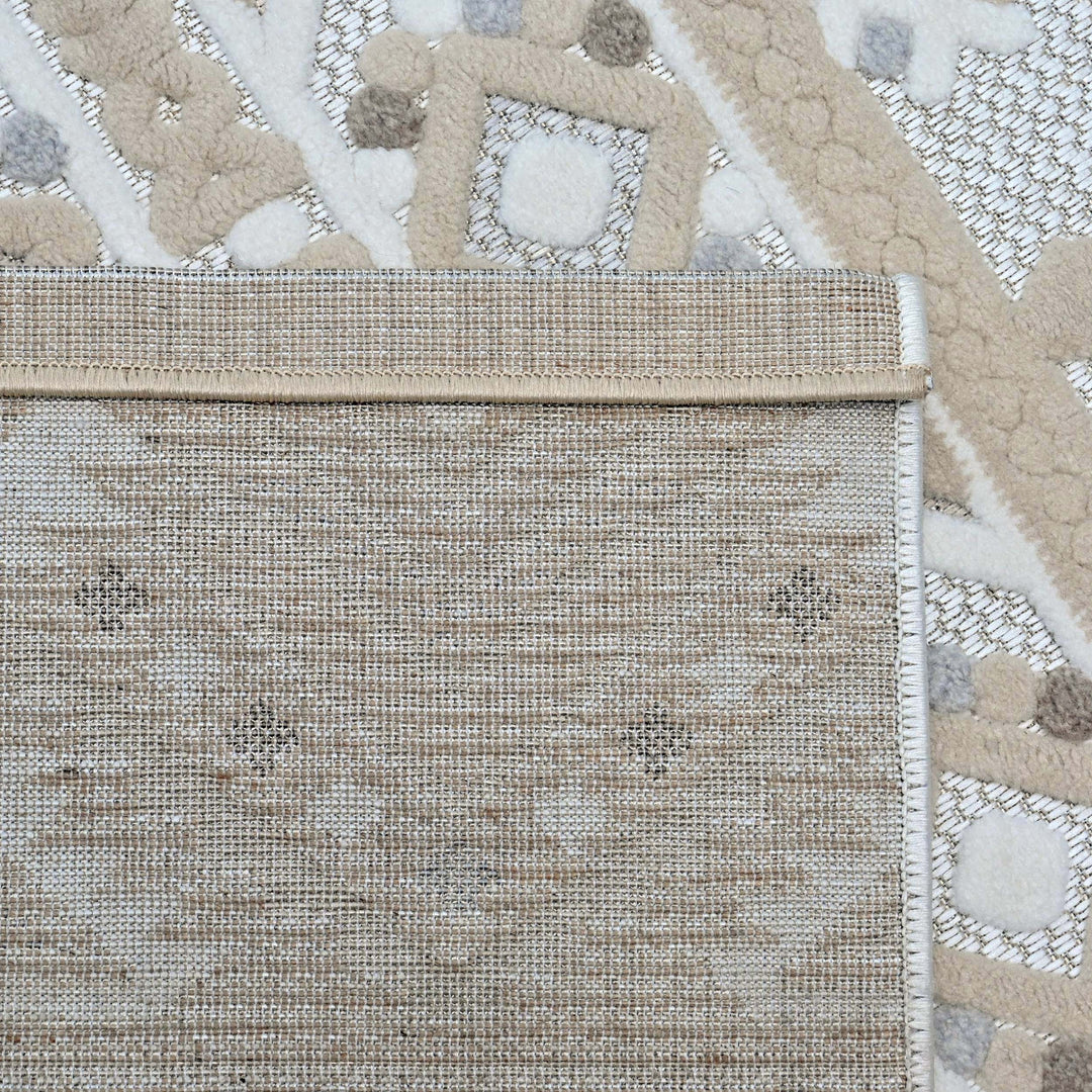 Stripe Ivory Beige Turkish Rug 5X8 FT