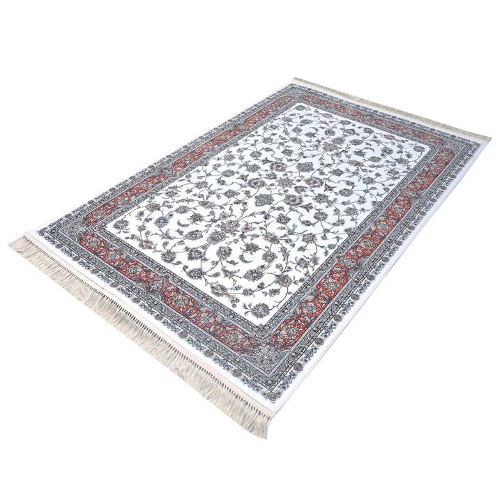 Red & Grey Arabesque Persian Khas Rug 5X8 FT