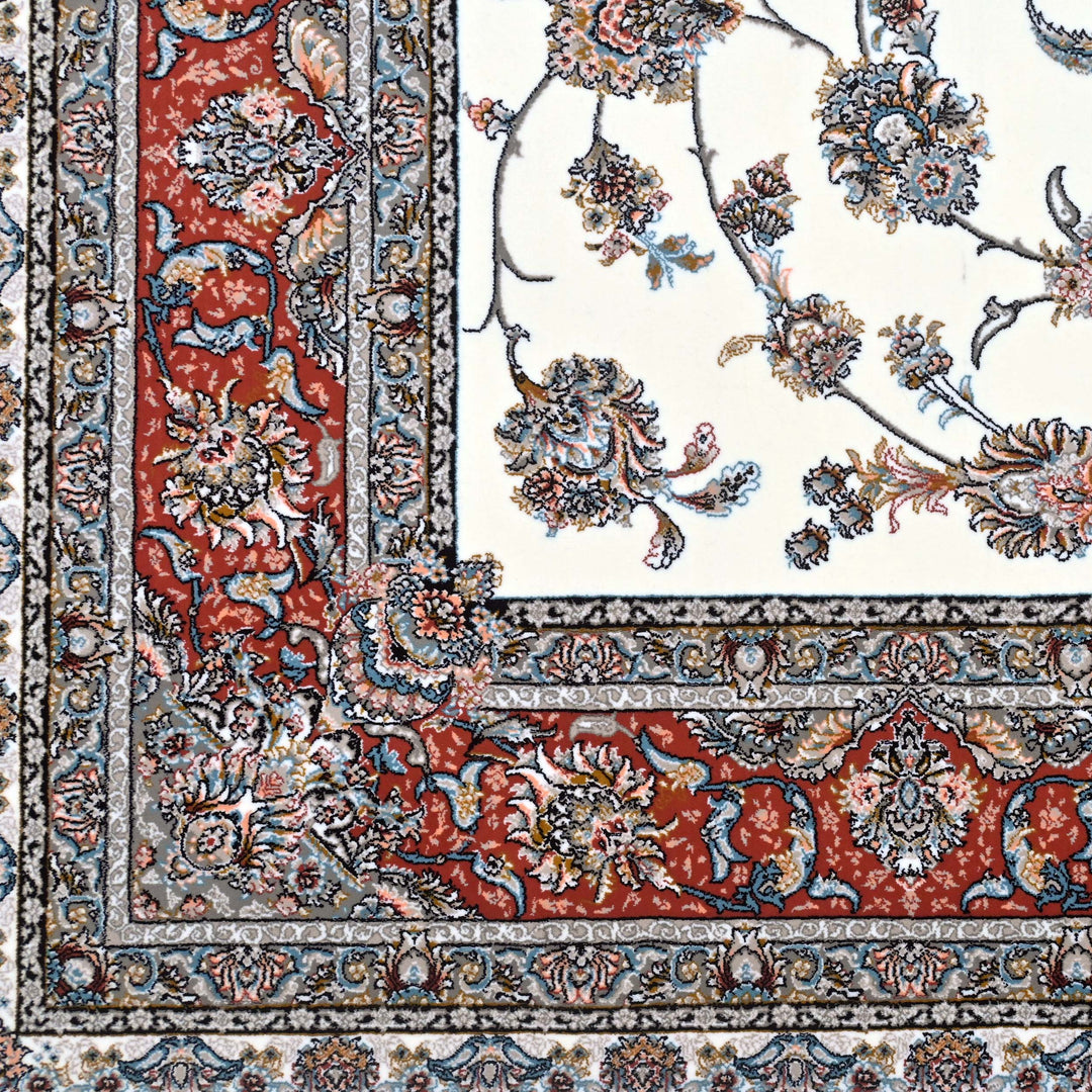 Red & Grey Arabesque Persian Khas Rug 5X8 FT