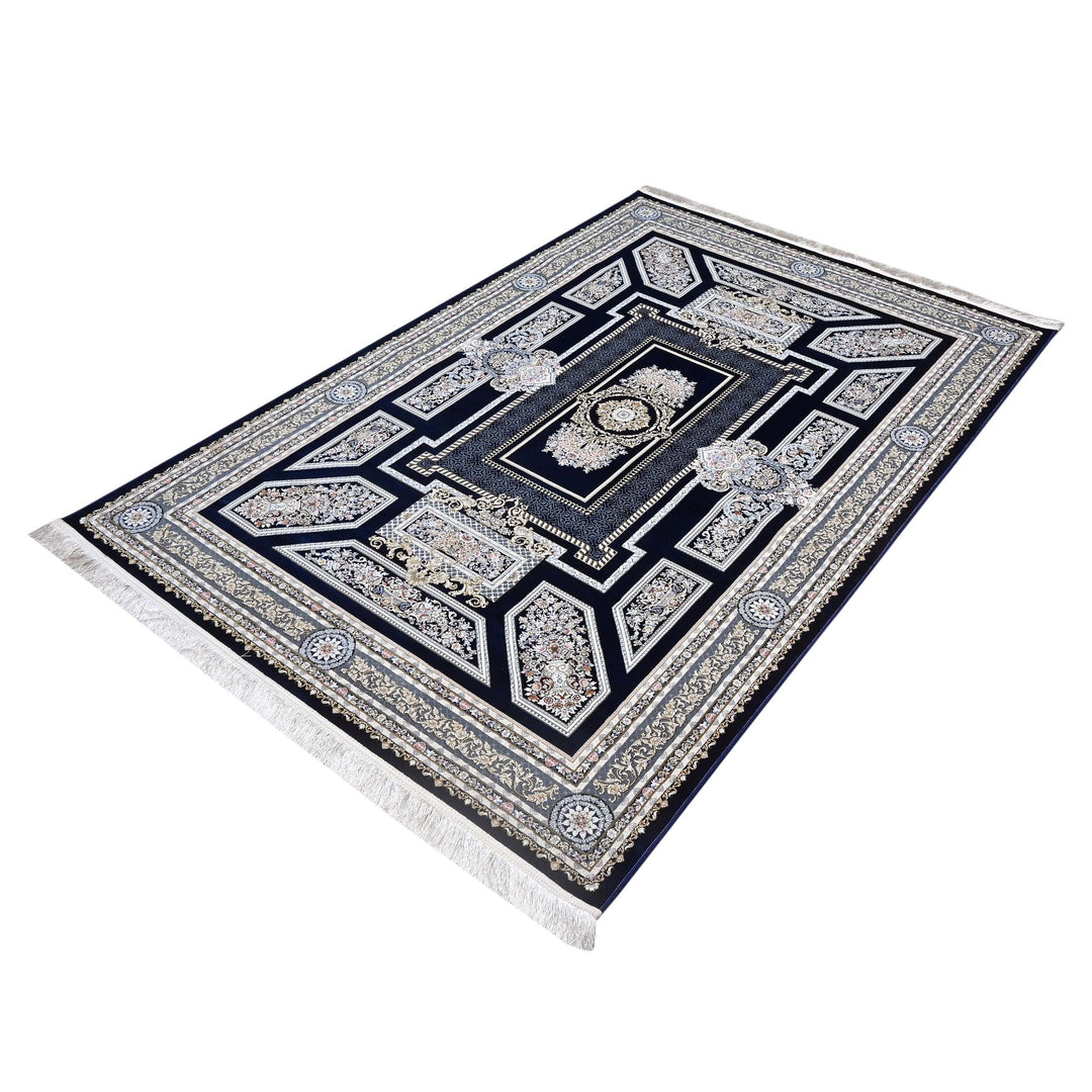 Midnight Blue Persian Khas Rug 5X8 FT