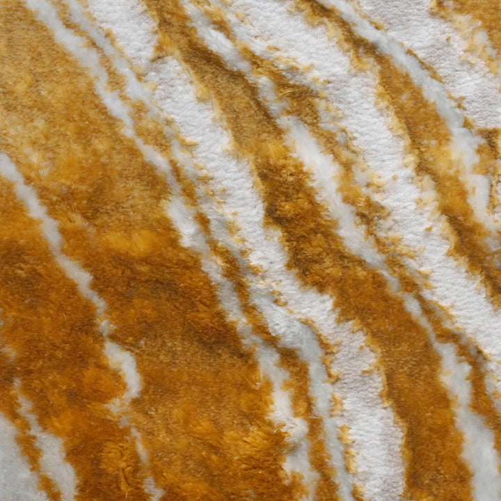 Cream Gold Abstract Turkish Rug 7x10 ft