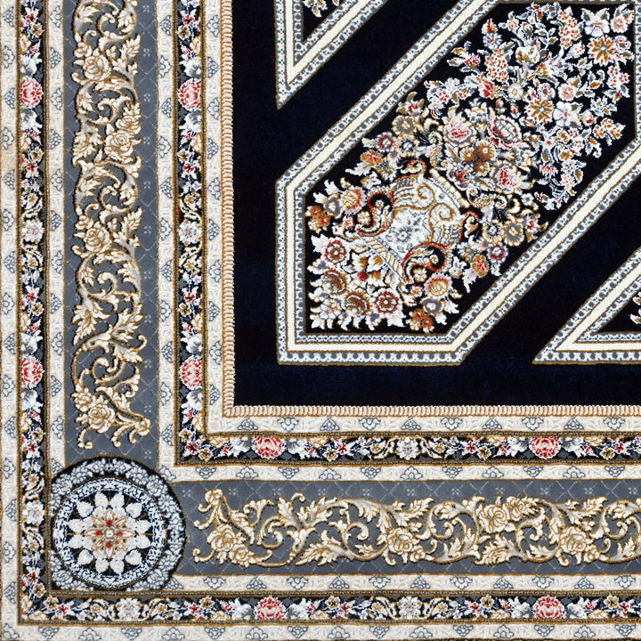 Midnight Blue Persian Khas Rug 5X8 FT