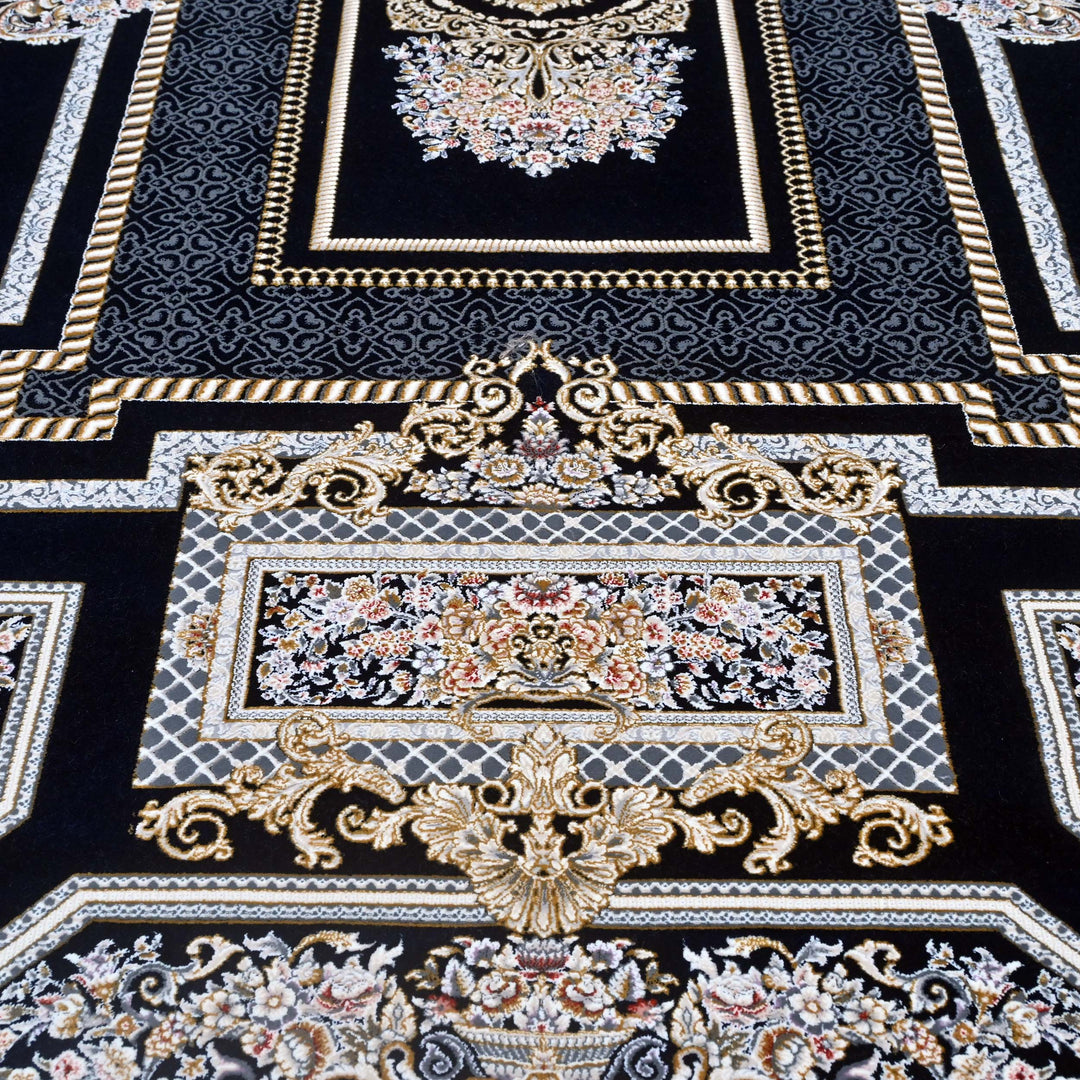 Midnight Blue Persian Khas Rug 5X8 FT