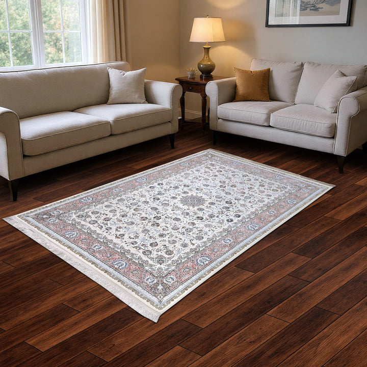 Blush Pink Persian Khas Rug 5X8 FT