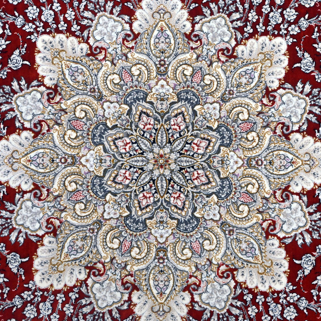 Red & Sliver Persian Khas Rug 5X8 FT