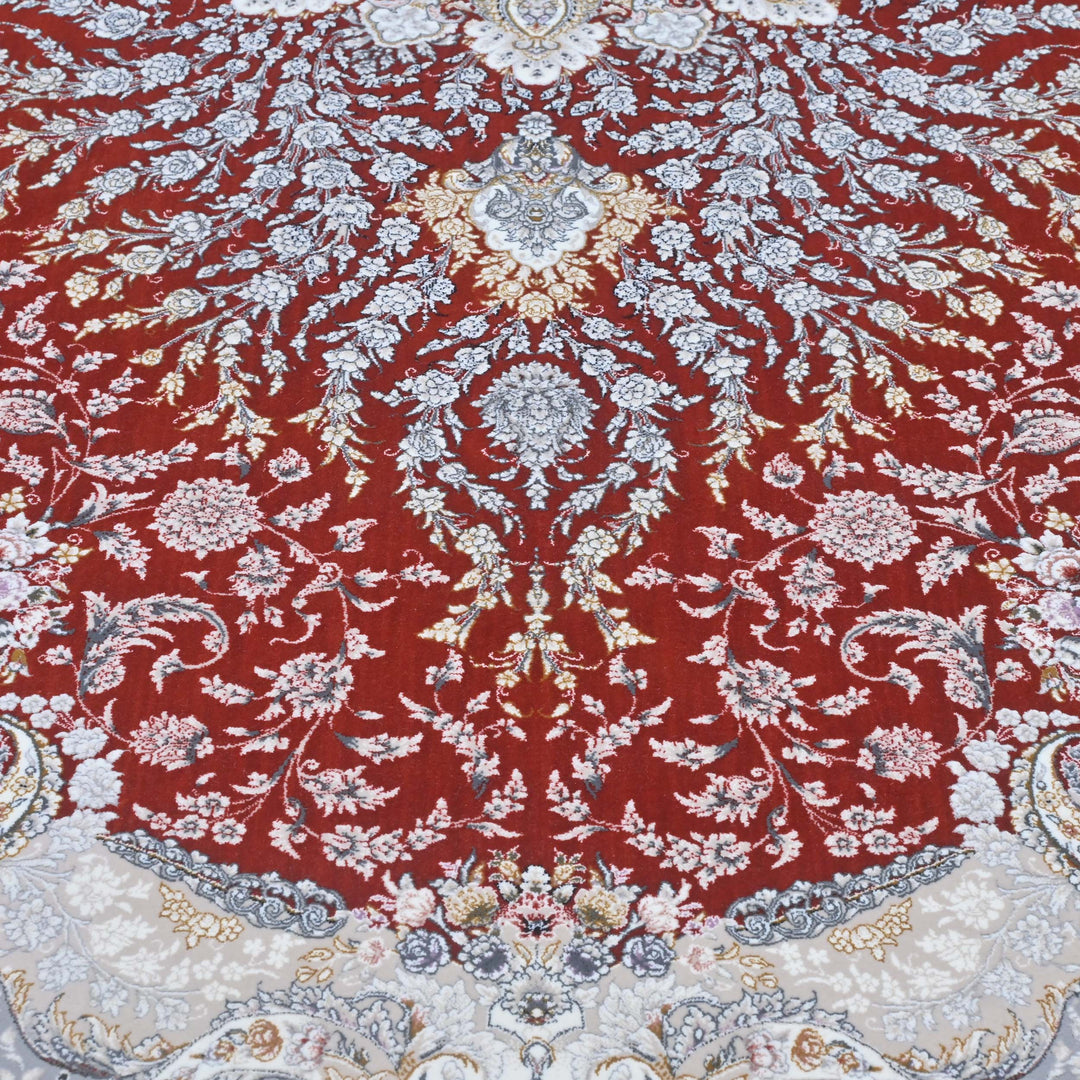 Red & Sliver Persian Khas Rug 5X8 FT