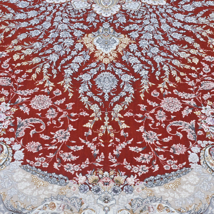 Red & Sliver Persian Khas Rug 5X8 FT
