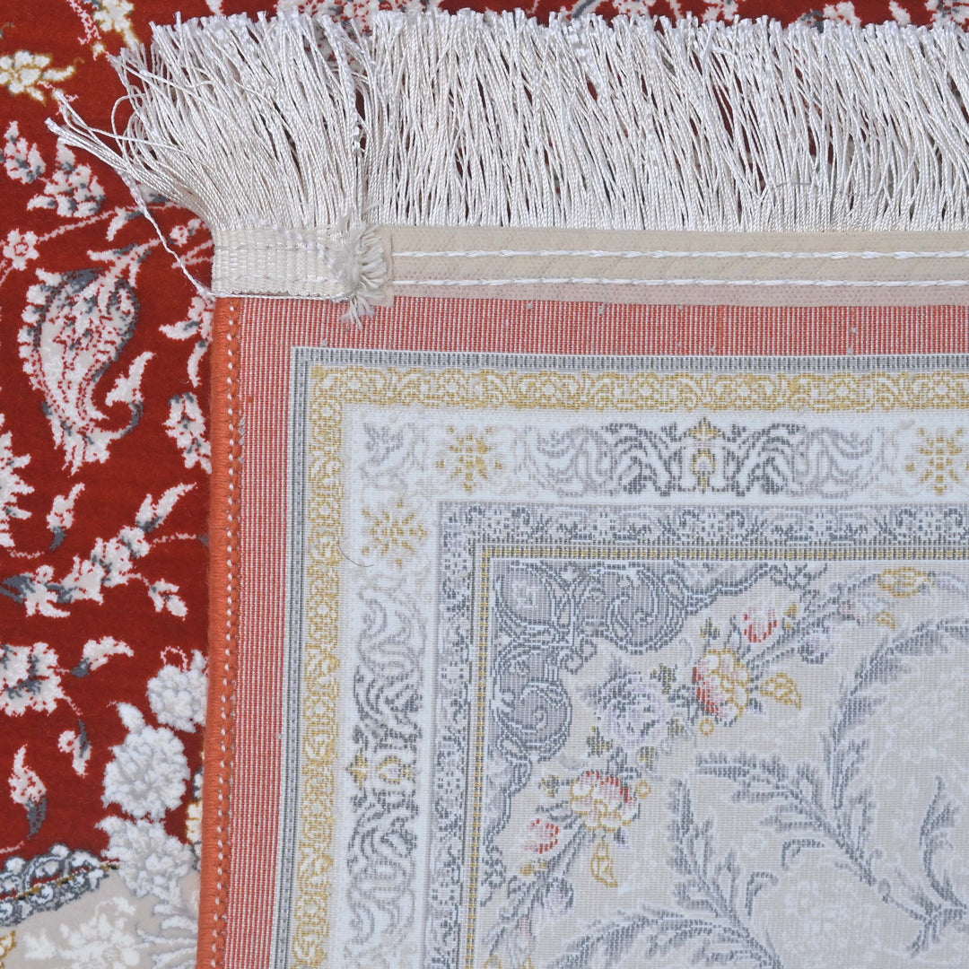 Red & Sliver Persian Khas Rug 5X8 FT