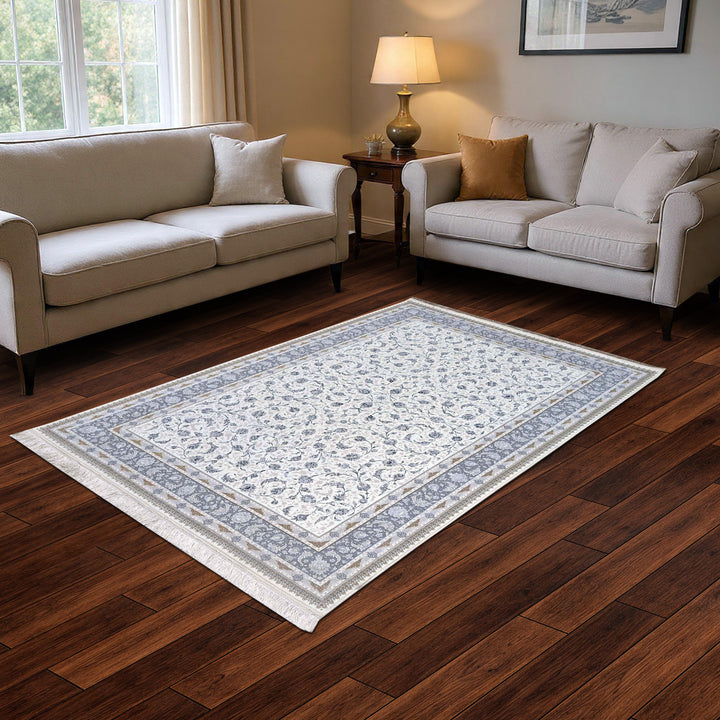 Ivory Cream Persian Khas Rug 5X8 ft