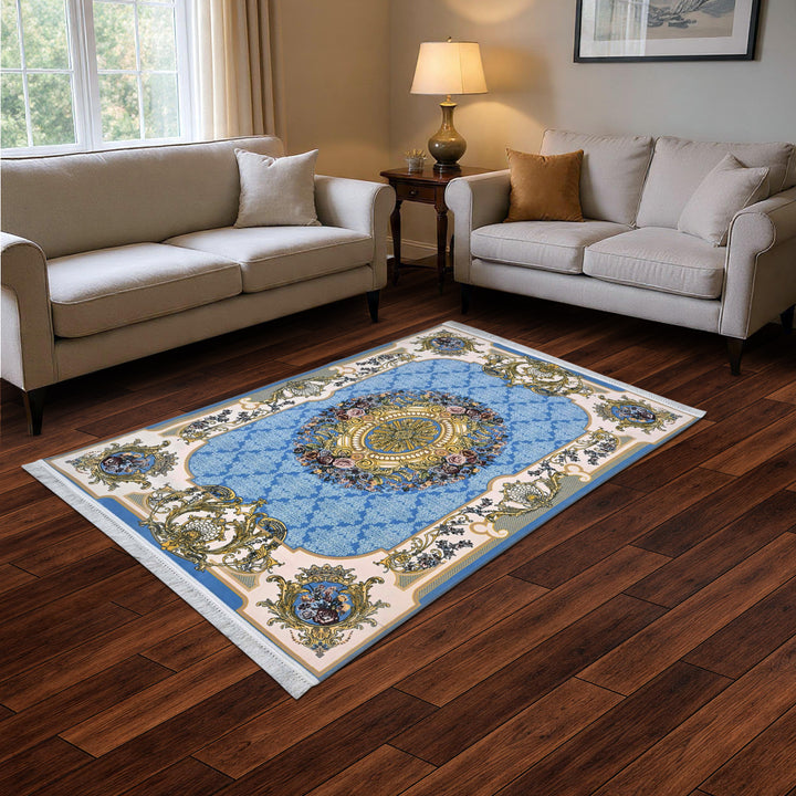 Sky Blue Persian Khas Rug 5X8 FT