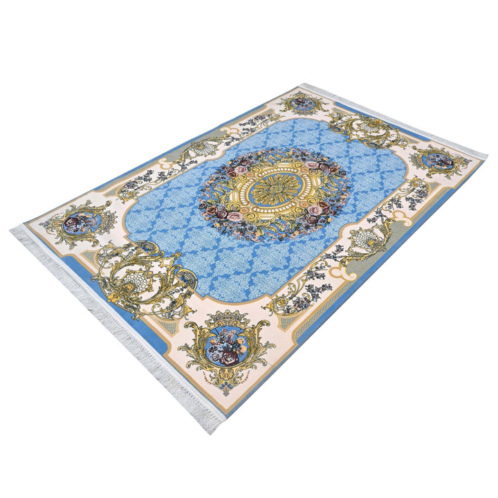 Sky Blue Persian Khas Rug 5X8 FT