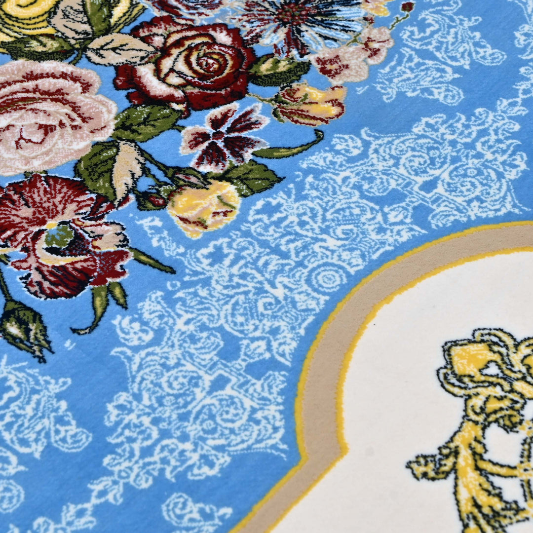 Sky Blue Persian Khas Rug 5X8 FT