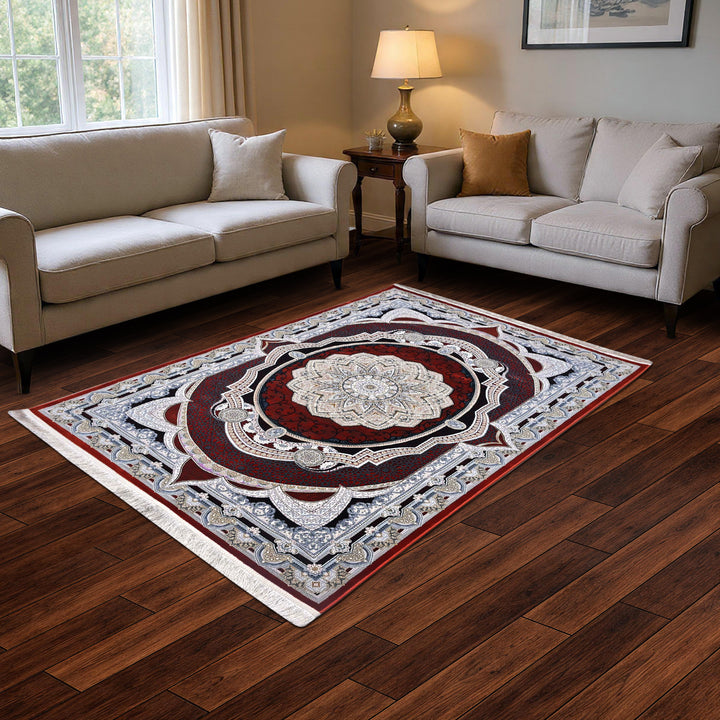 Deep Burgundy Persian Khas Rug 5X8 FT