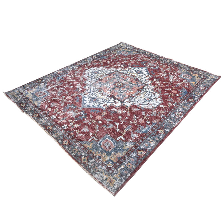 Medallion Burgundy Turkish Rug 8X10 Ft