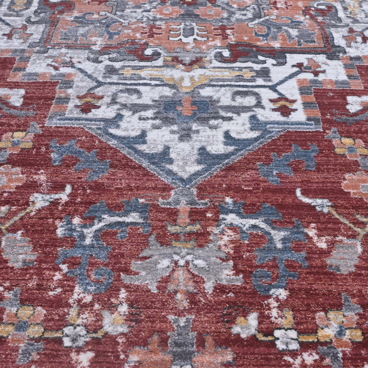 Medallion Burgundy Turkish Rug 8X10 Ft