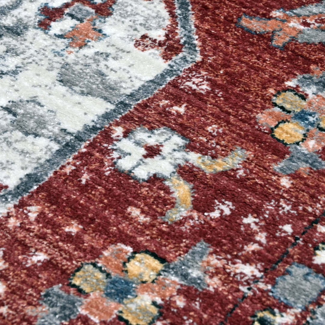 Medallion Burgundy Turkish Rug 8X10 Ft