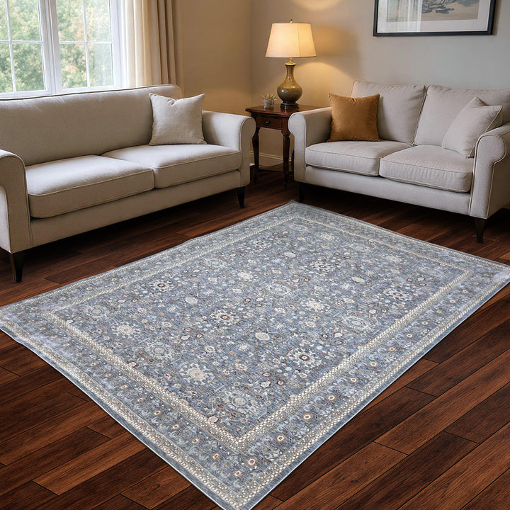 Floral Silver Grey Turkish Rug 8X10 Ft