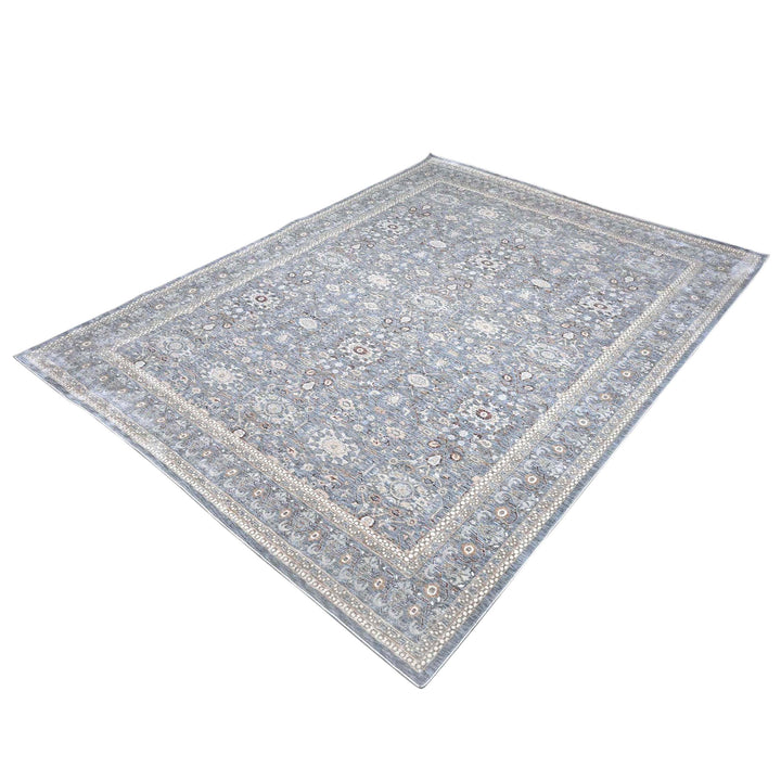 Floral Silver Grey Turkish Rug 8X10 Ft