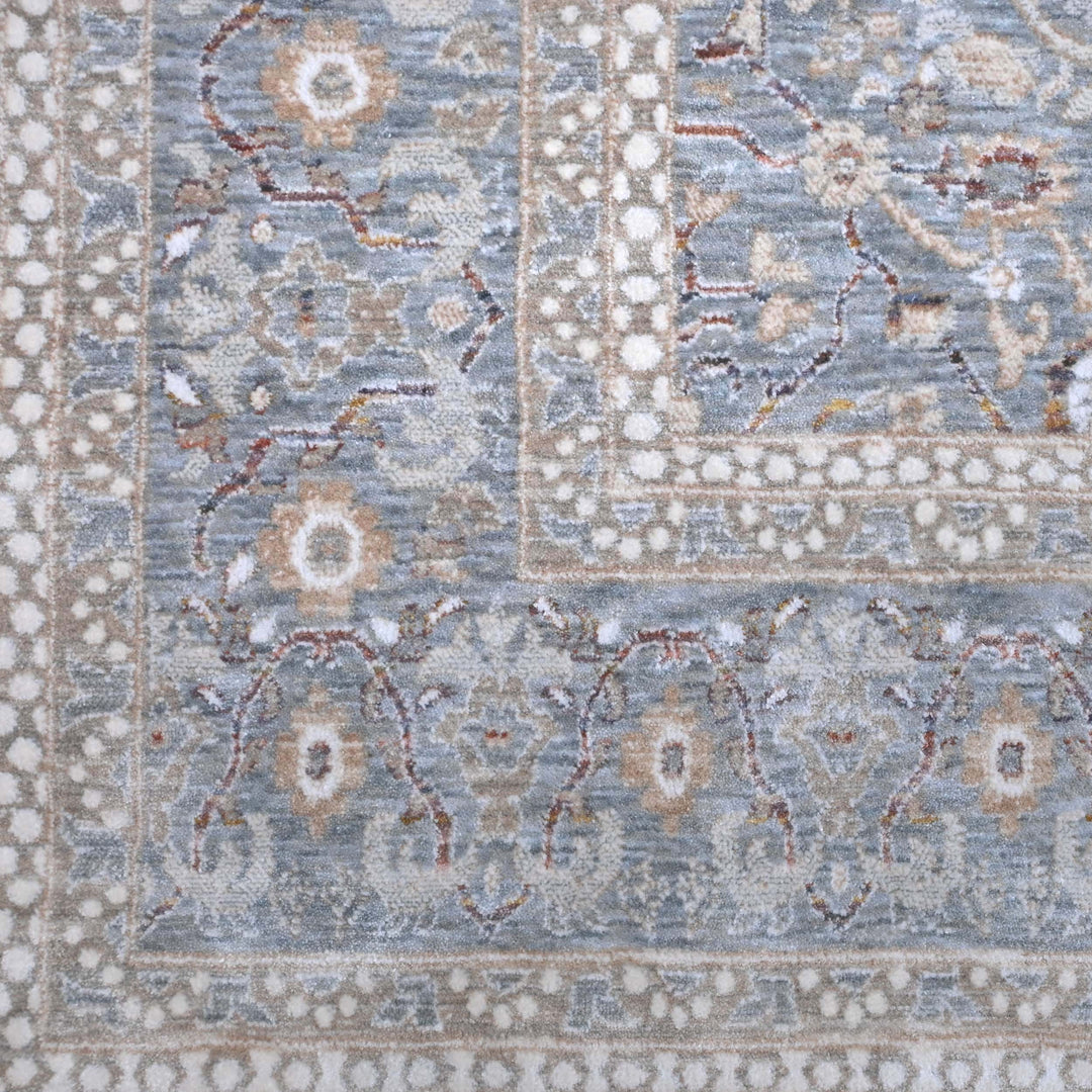 Floral Silver Grey Turkish Rug 8X10 Ft