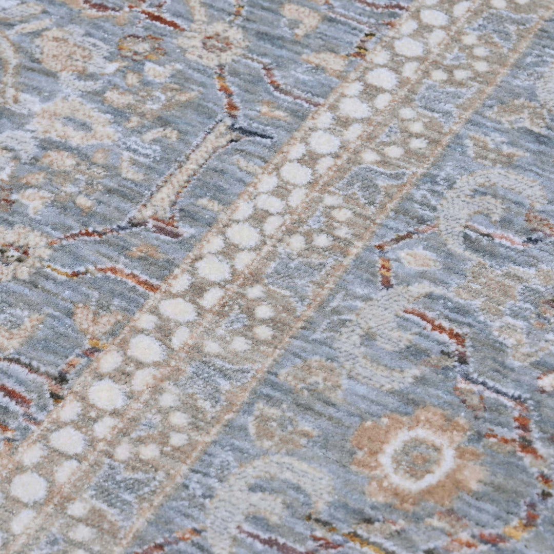 Floral Silver Grey Turkish Rug 8X10 Ft