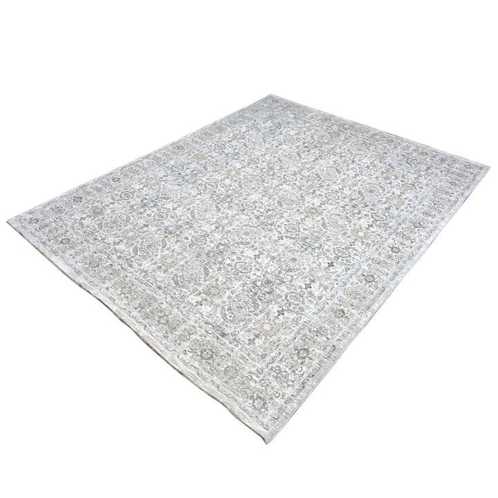 Floral Ivory Silver Turkish Rug 8X10 Ft