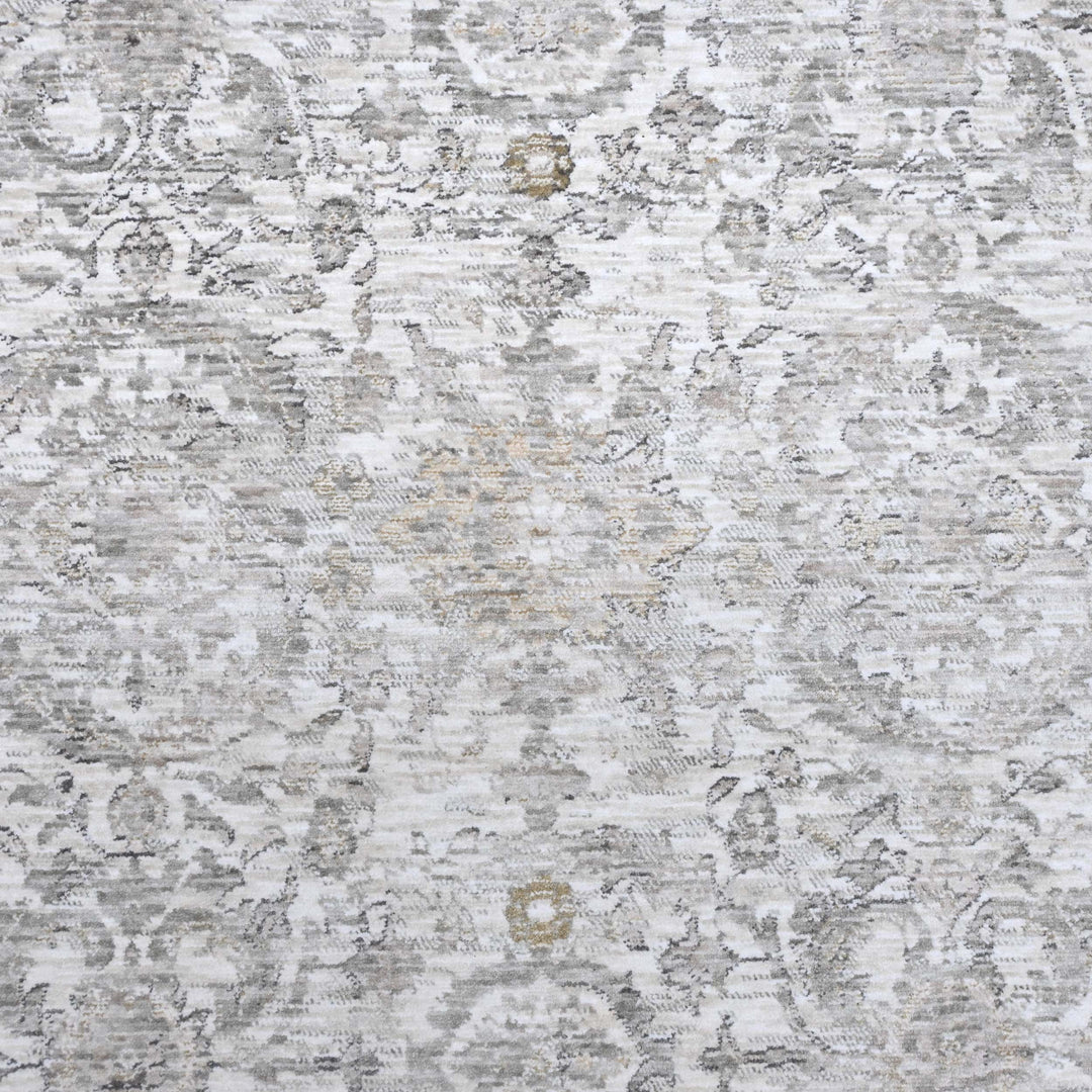 Floral Ivory Silver Turkish Rug 8X10 Ft