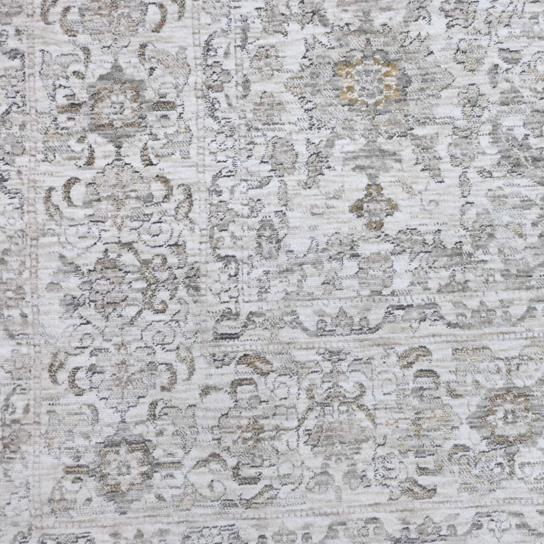 Floral Ivory Silver Turkish Rug 8X10 Ft
