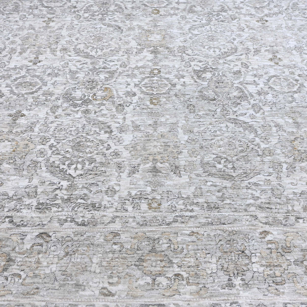 Floral Ivory Silver Turkish Rug 8X10 Ft