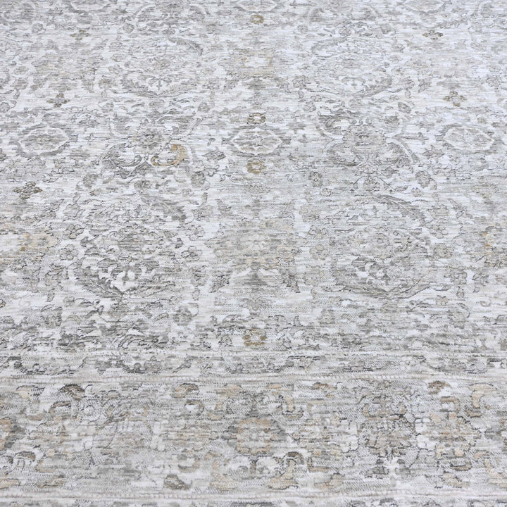 Floral Ivory Silver Turkish Rug 8X10 Ft