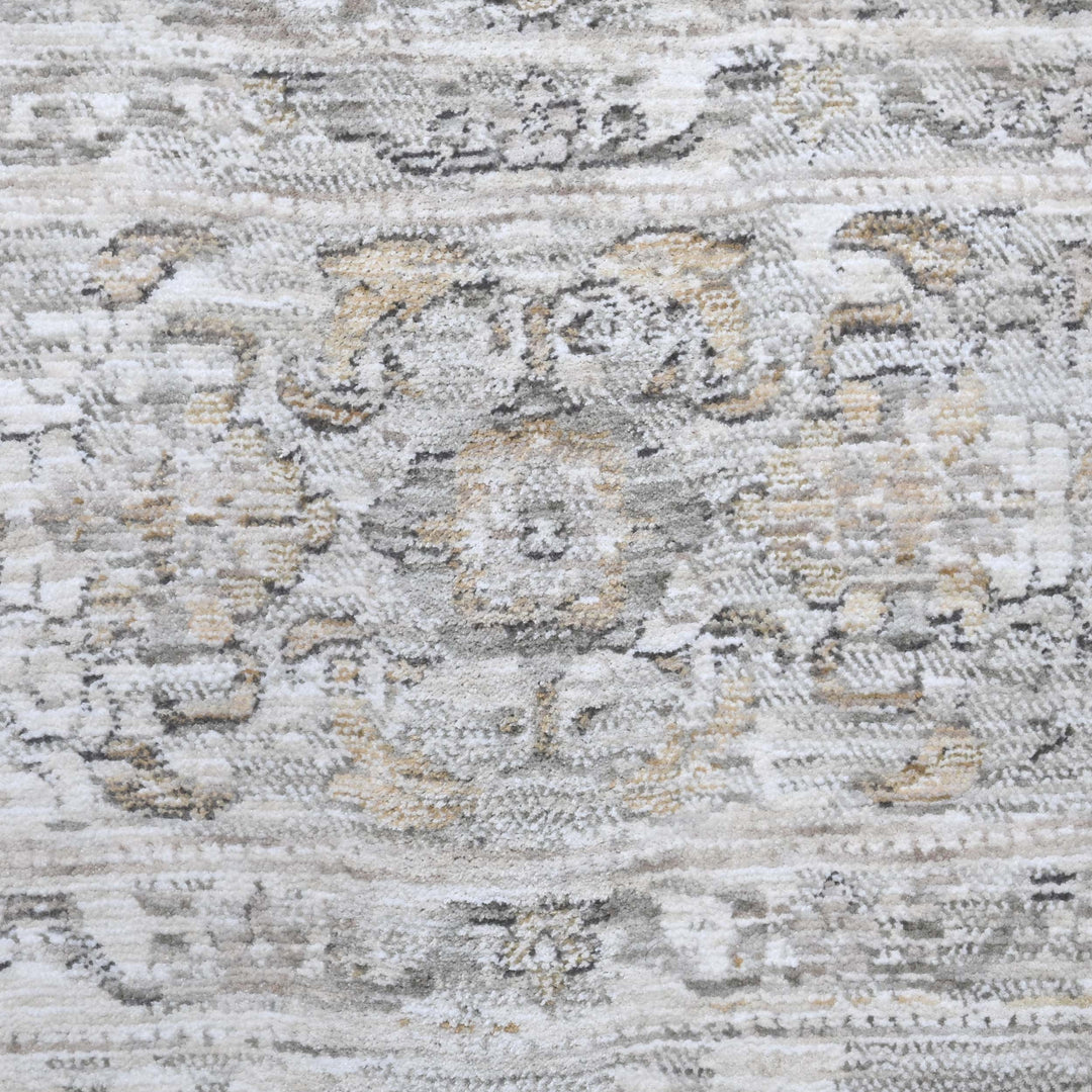Floral Ivory Silver Turkish Rug 8X10 Ft