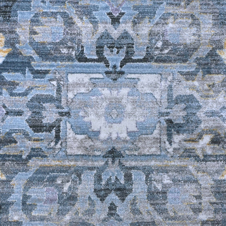 Floral Ivory Blue Turkish Rug 10X13 Ft
