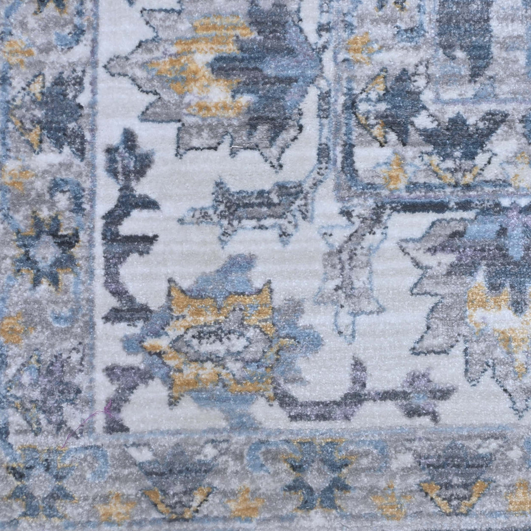 Floral Ivory Blue Turkish Rug 10X13 Ft