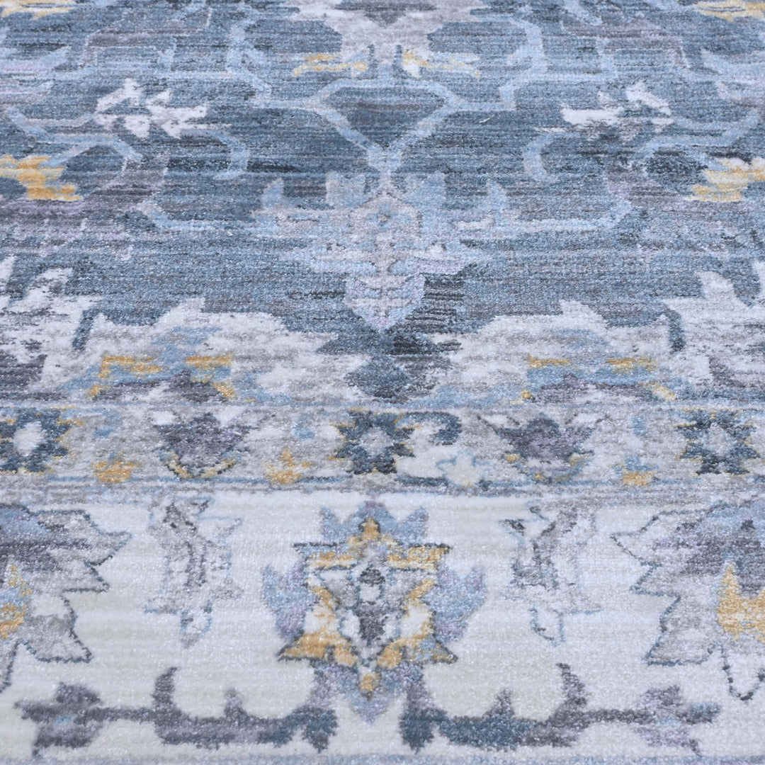 Floral Ivory Blue Turkish Rug 10X13 Ft