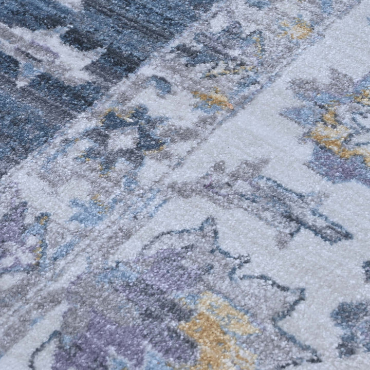 Floral Ivory Blue Turkish Rug 10X13 Ft
