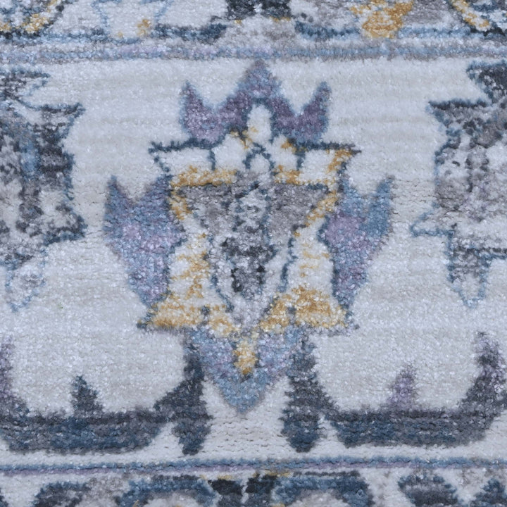 Floral Ivory Blue Turkish Rug 10X13 Ft