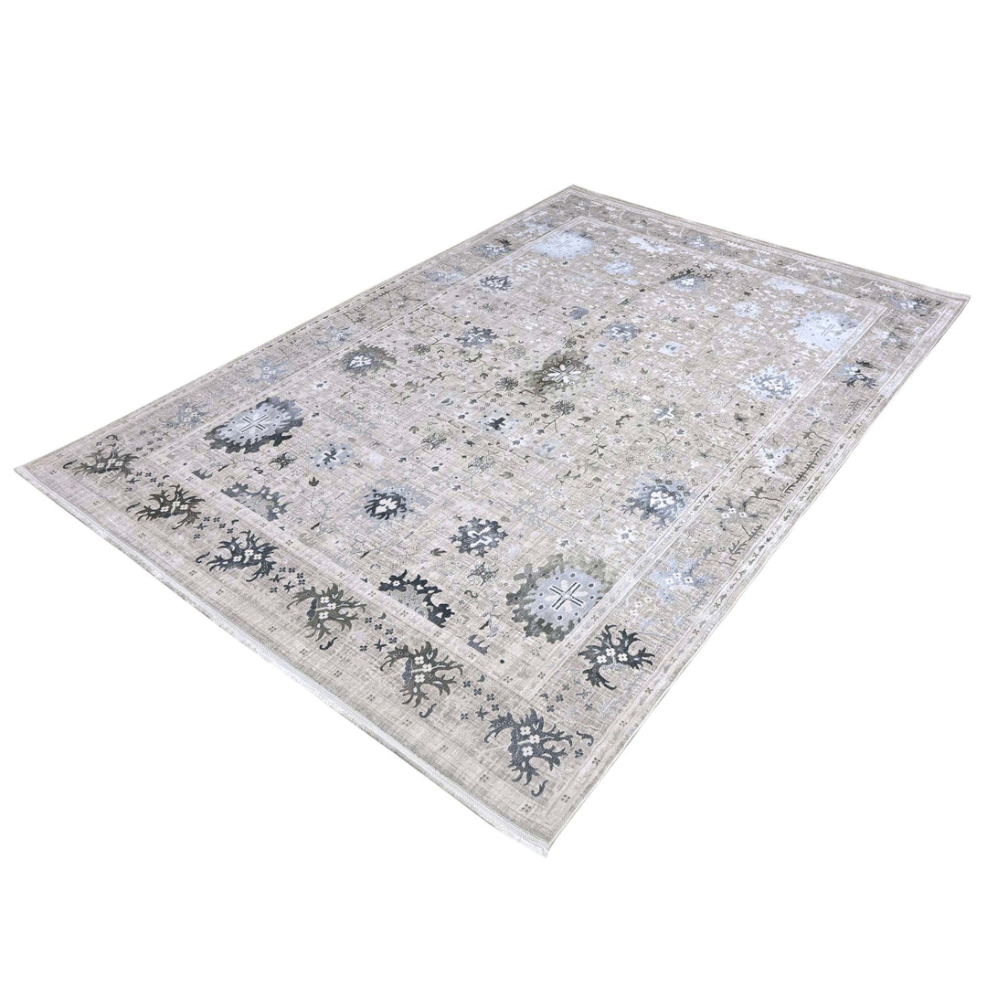 Beige Warm Abstract Turkish Rug 7x10 ft