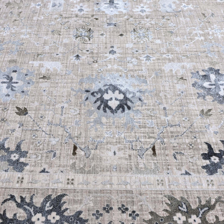 Beige Warm Abstract Turkish Rug 7x10 ft