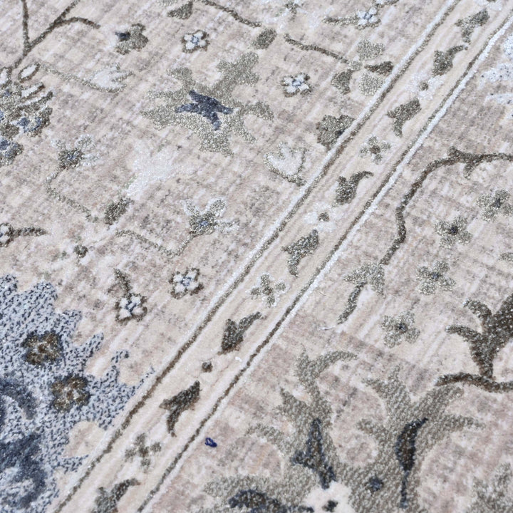 Beige Warm Abstract Turkish Rug 7x10 ft