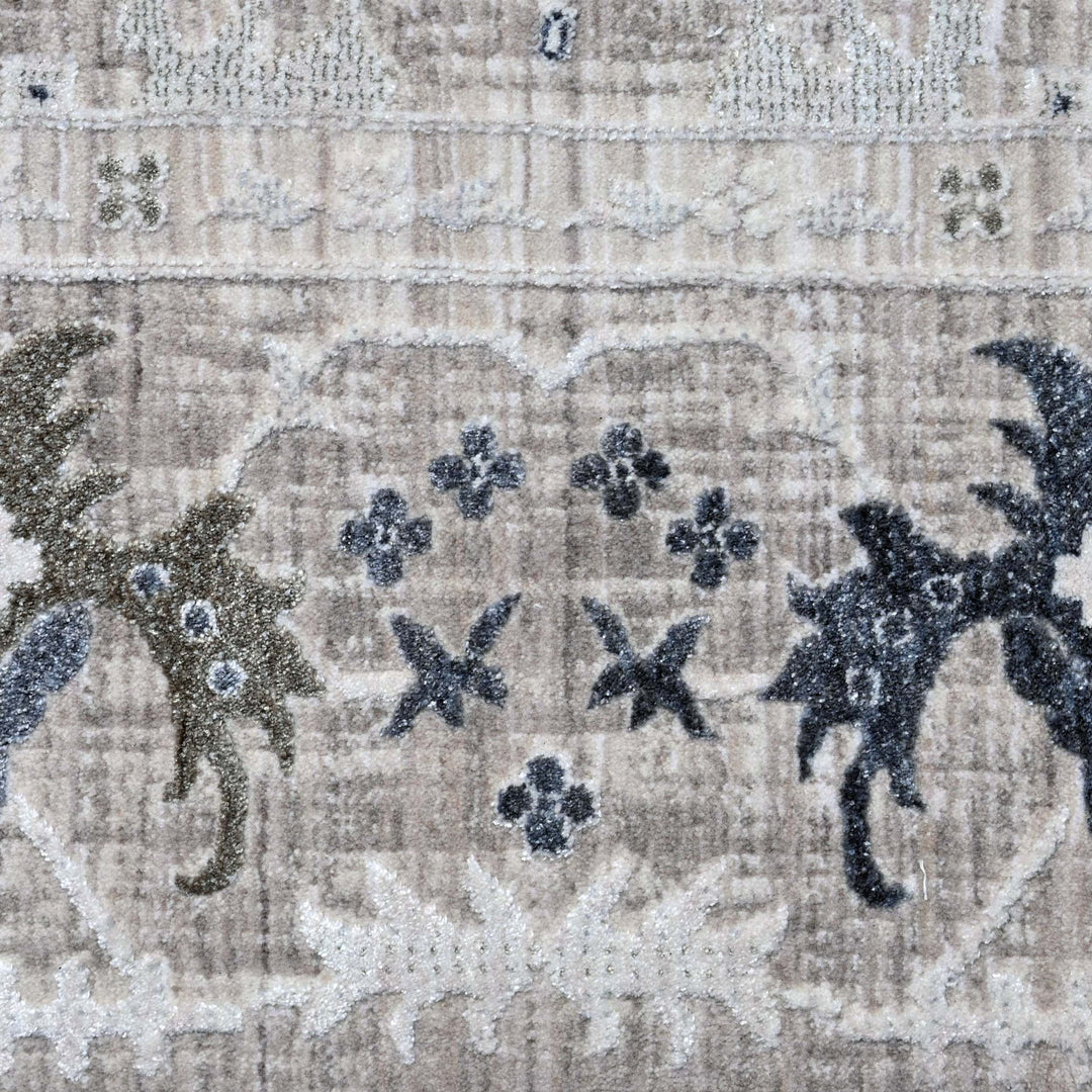Beige Warm Abstract Turkish Rug 7x10 ft
