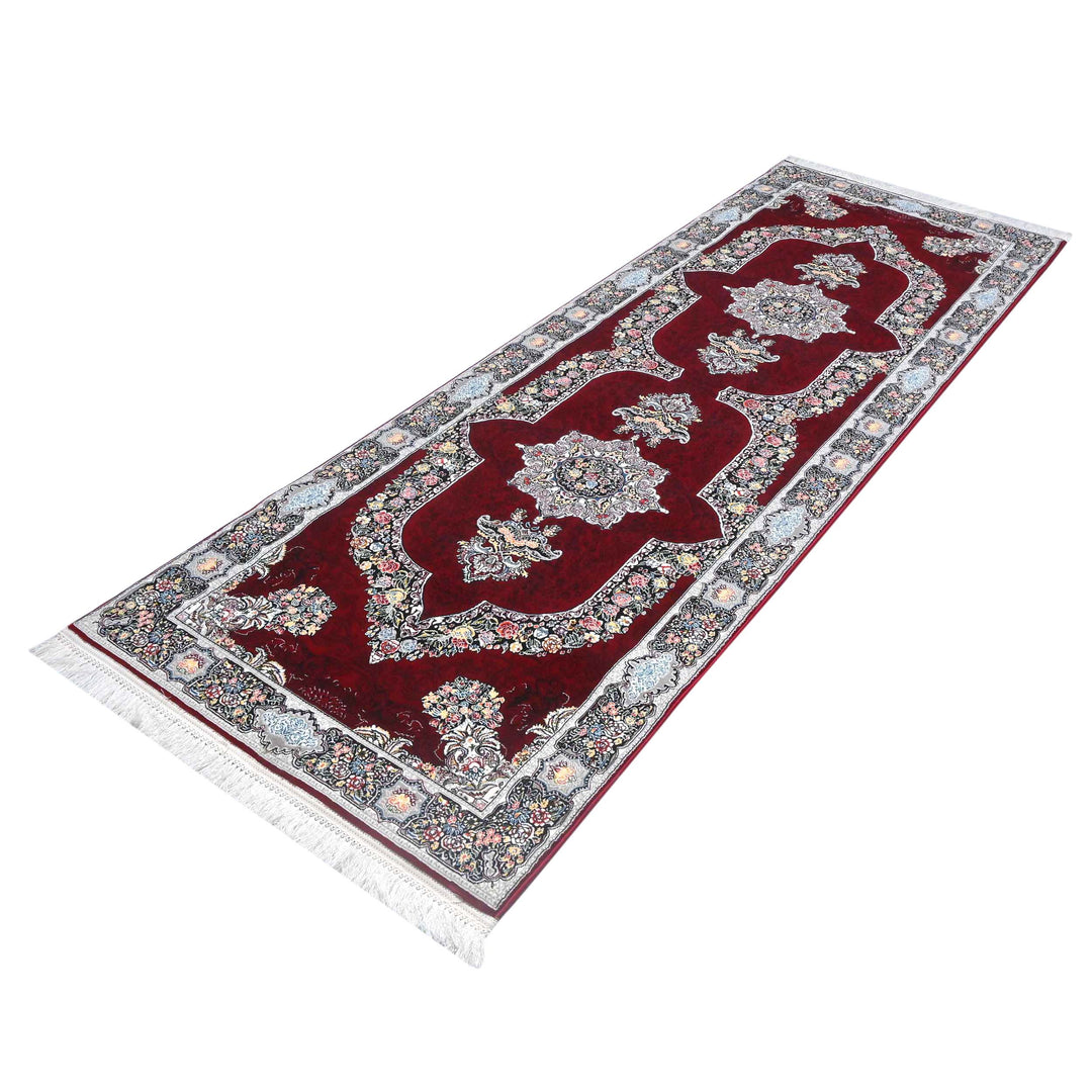 Deep Crimson Persian Runner Rug 3x10 FT