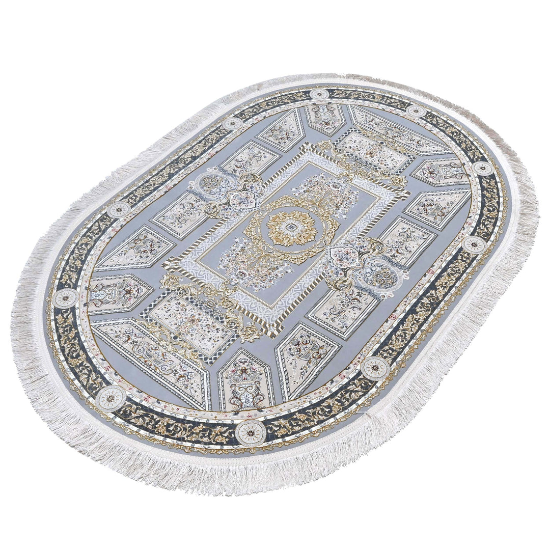 Grey & Blue Persian Oval Rug 3x5 Ft