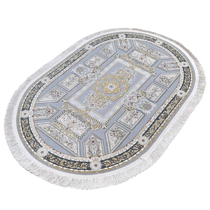 Grey & Blue Persian Oval Rug 3x5 Ft