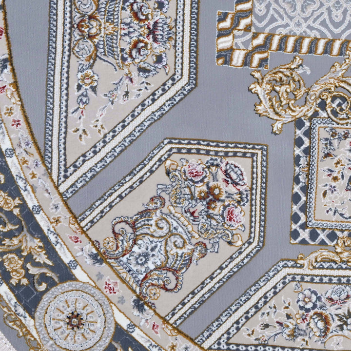 Grey & Blue Persian Oval Rug 3x5 Ft